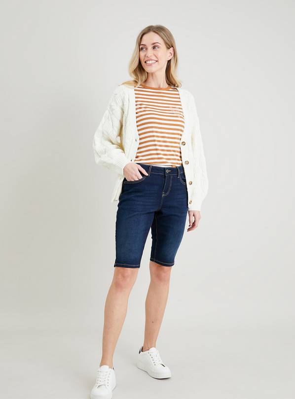 Womens white best sale denim bermuda shorts